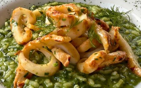 Tomata Corfiot Cuisine - Squid Spinach Risotto